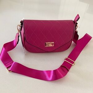 Vibrant Fuchsia Quilted Crossbody Bag